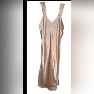 Natori Vintage Peach Long Slip Silky Satin Nightgown Silky